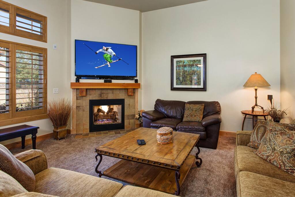 Enjoy the large flat screen TV for family movie nights.