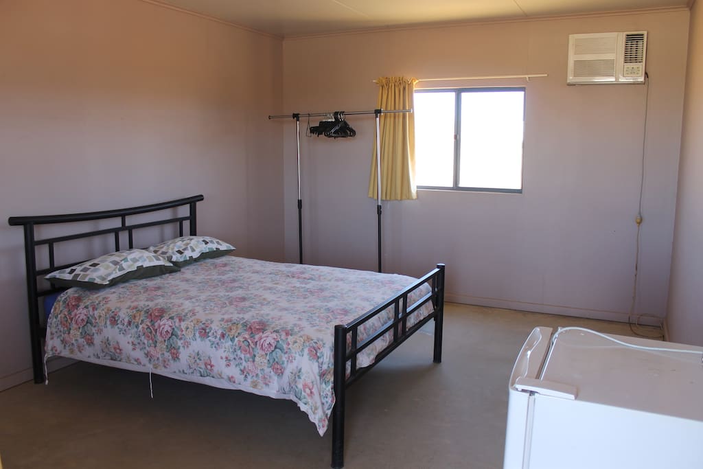 Room 1, air-conditioned, bed linen provided, fridge. $30.00 per person per night, separate ablutions and cooking facilities. Sleeps 2.