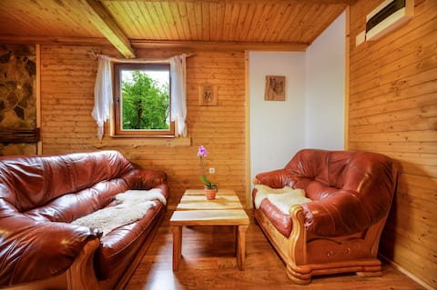 Wooden log cabin on the Plitvice Lakes