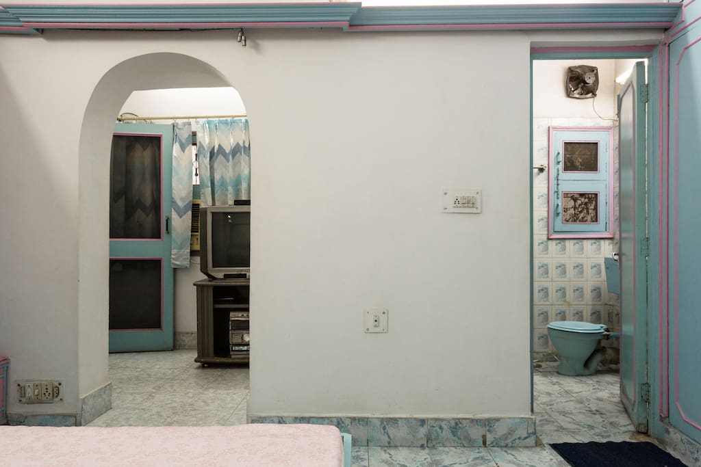 Washroom and Television vew