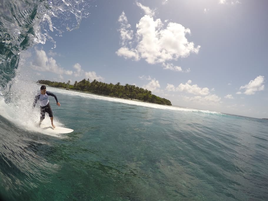 AirBNB guest, JP enjoying BEST surfing day @ Mushroom surf break-June 2017