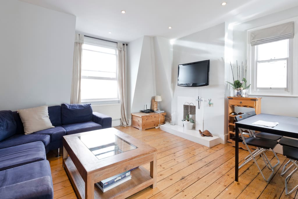 The open plan lounge and kitchen