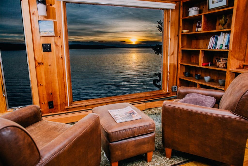 View from living room at sunset