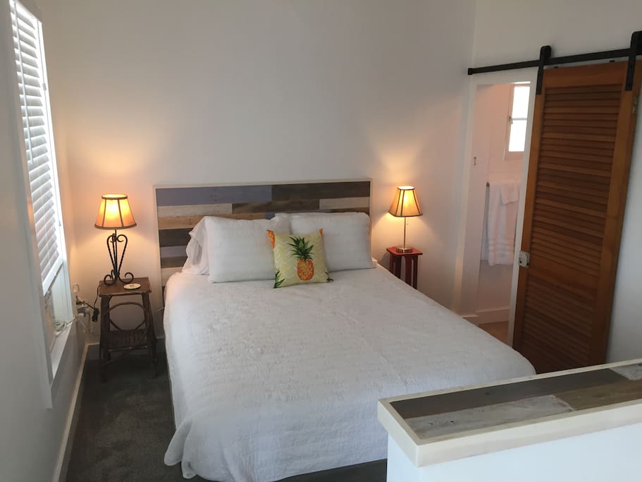 Bedroom with very comfortable queen bed.