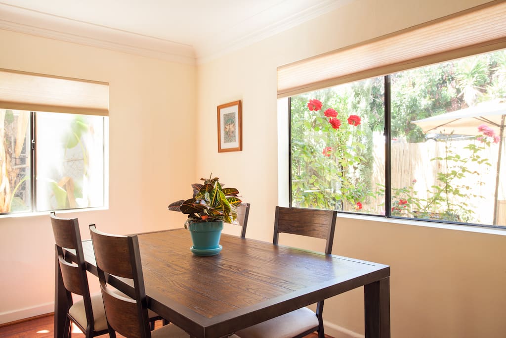 Or come inside and enjoy a meal at the dining table.