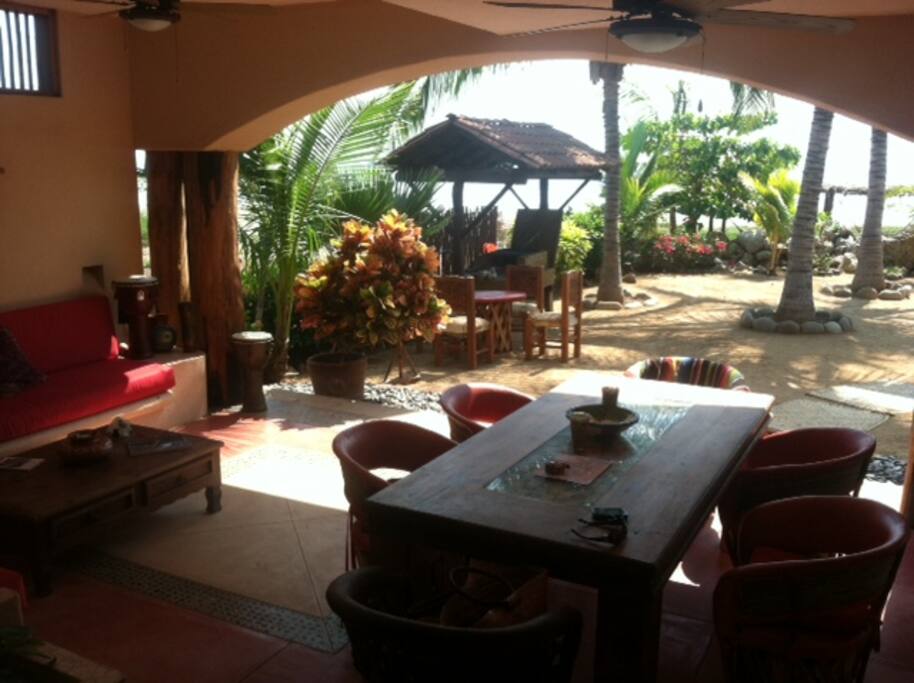 Livng and dining room with view of yard