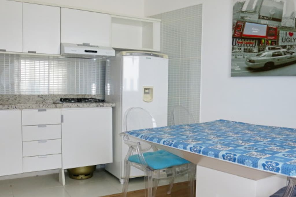 Fully equippred kitchen, brand new stove and fridge (with freezer compartment and ice maker)