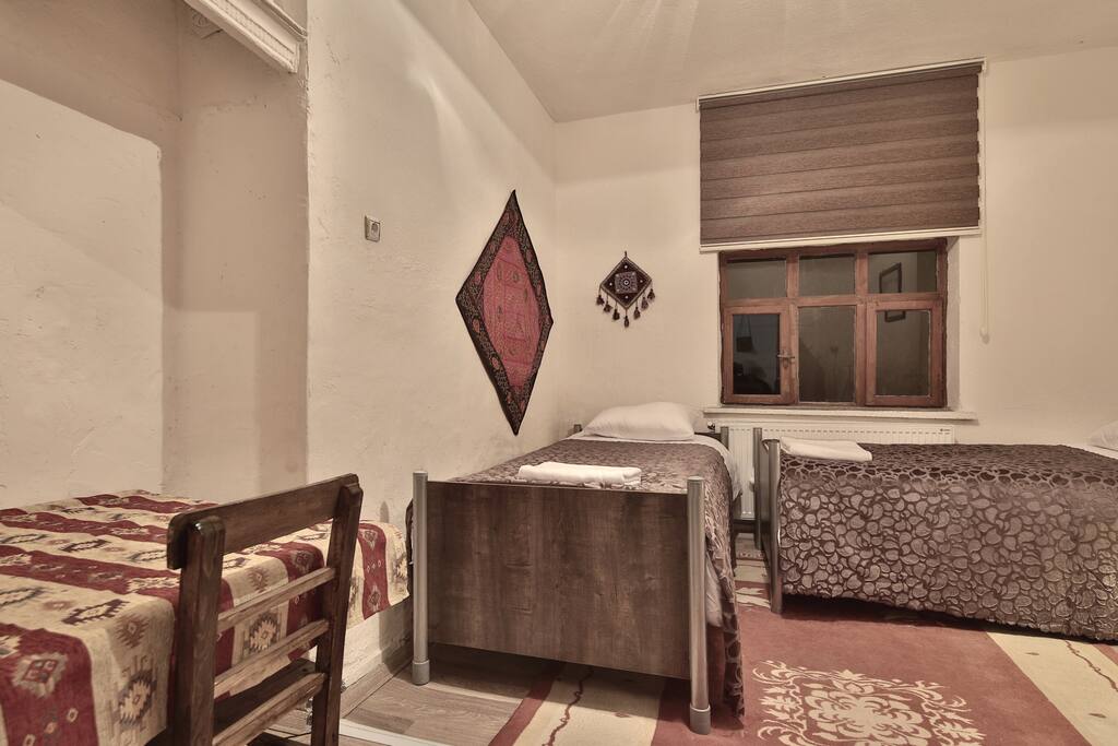 Room is naturally cool in summer months. Central heating and soba (coal/woodburner) is used for heating in winter.