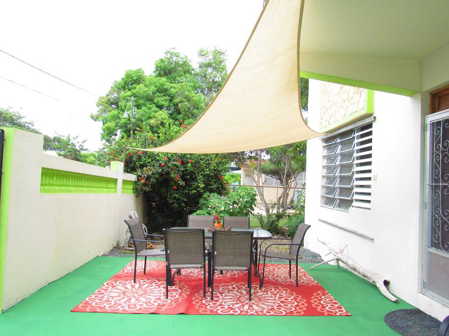 Front of house outdoor seating area