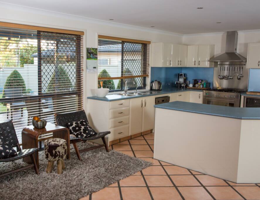 Open plan Kitchen, Dining, Living with outdoor eating Front and Back Deck