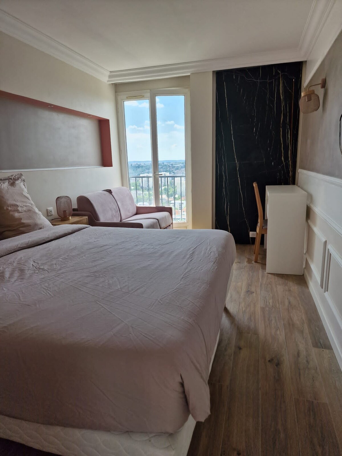 ベッド Beautiful 90 m², 20 min to Paris center, steam room, view