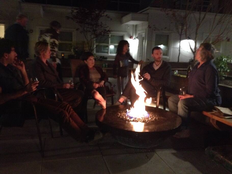 Fireside gatherings in the courtyard