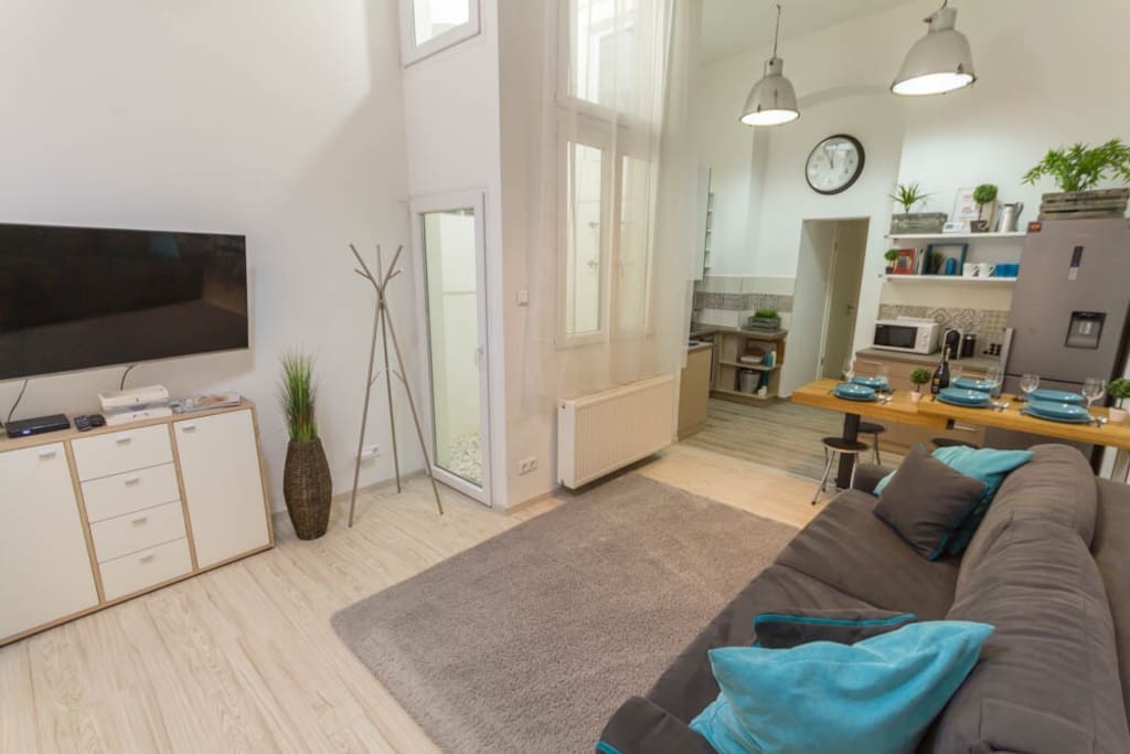 Living room and kitchen