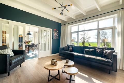 Stylish farmhouse in a rural area.