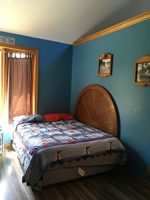Bedroom with small bathroom attached
