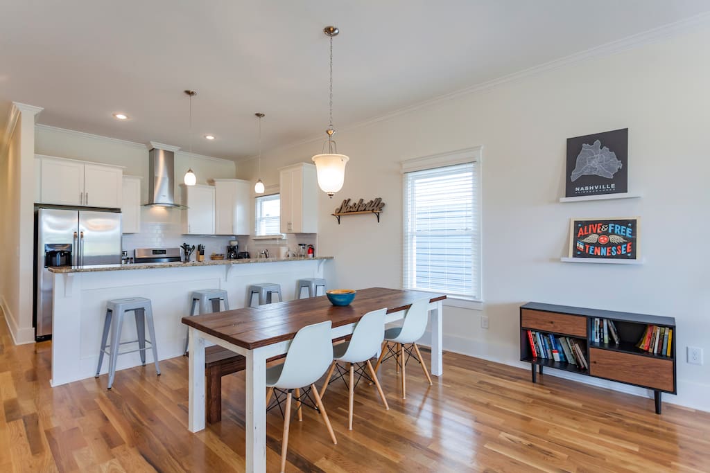 Enjoy a meal at the oversized farmhouse table