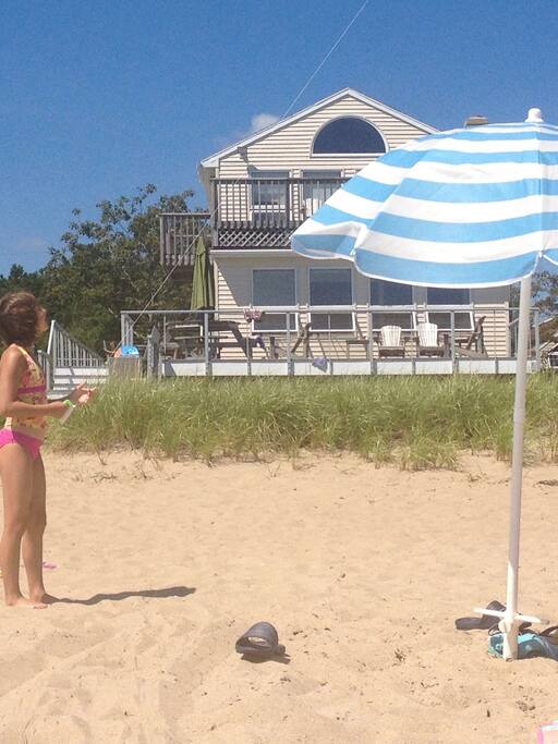 View from beach to front deck