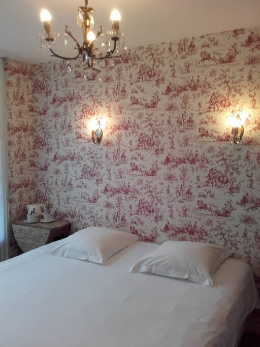 Chambre double ou 2 lits douche lavabo wc TV balcon face au jardin Richelieu