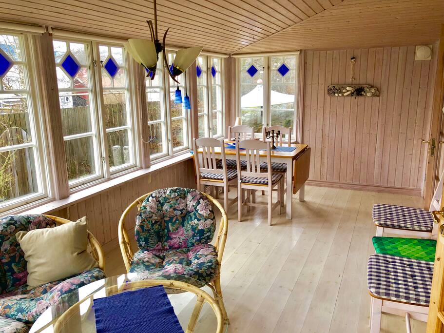 Dining area with plenty of windows and nice view over the garden