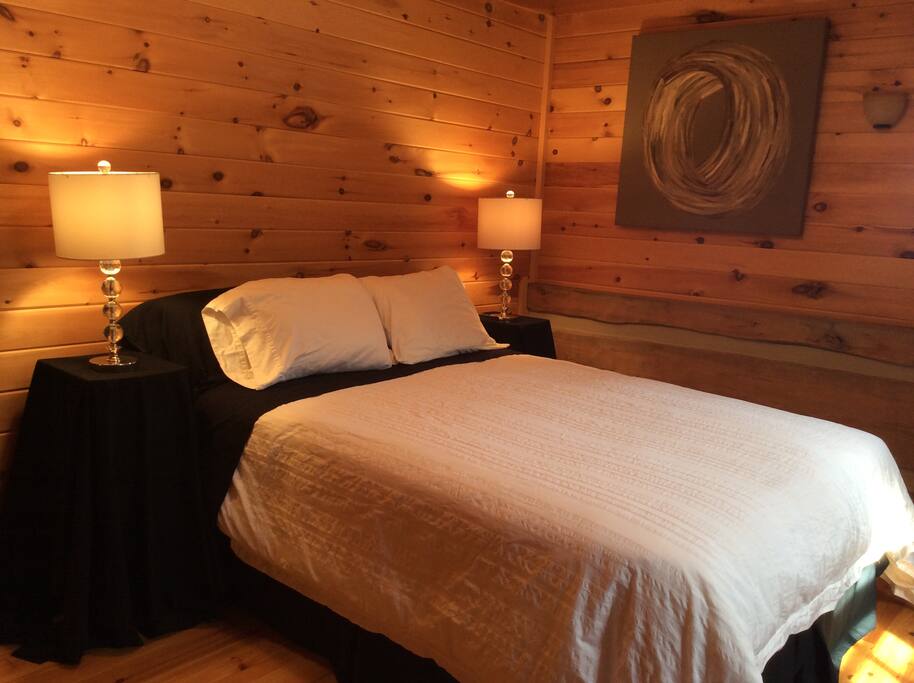 queen bedroom with private bathroom