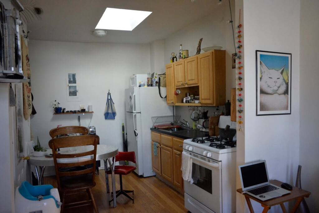 Full kitchen with skylight