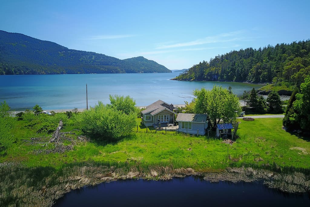Ariel view from the pond out back towards Crescent Beach