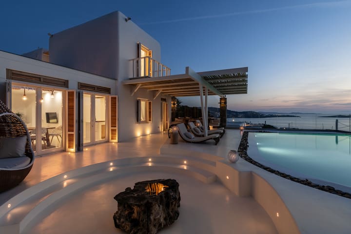 Ocean View Villa Mykonos Center 3 Min Walk to Town