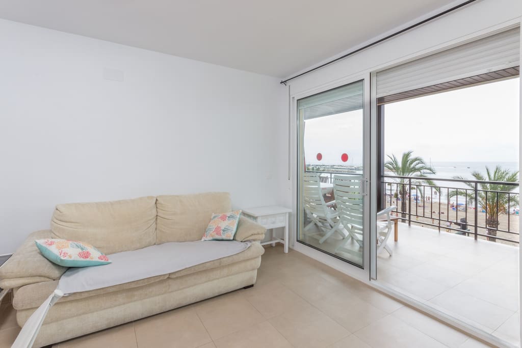 Living room with sea views