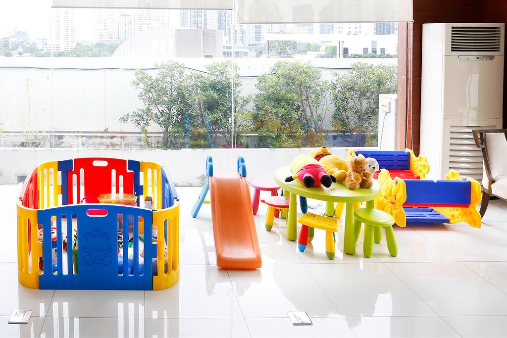 Kid playground at the roof top of the building