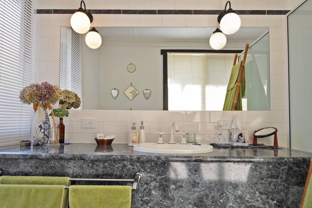 Antique mirror collection in the Juliet bathroom