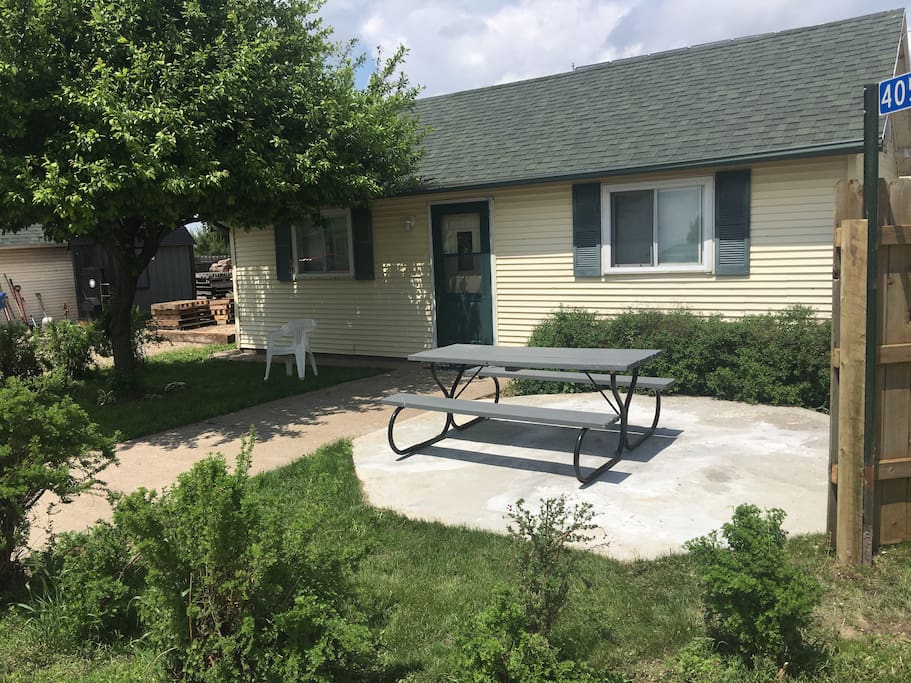 Picnic table on patio