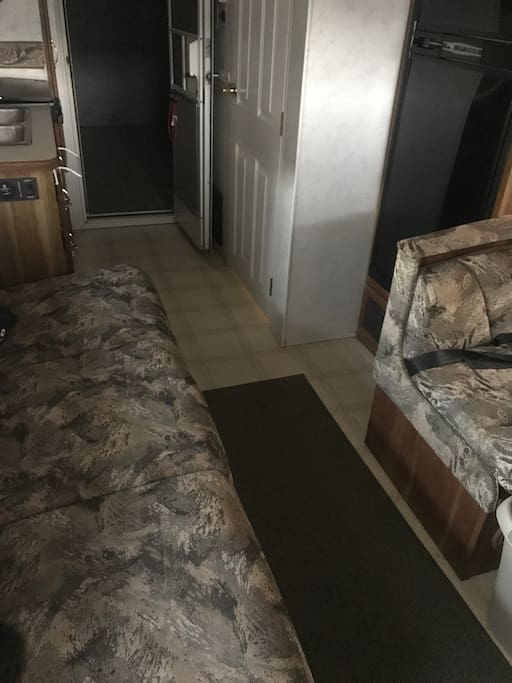 Couch folds out into bed and table can be a single bed. Air mattress available if needed to be used in toy hauler.