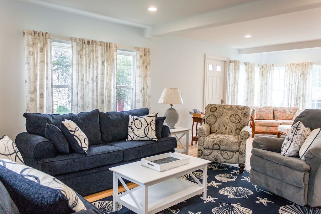 Coastal décor, new furnishings, and water views