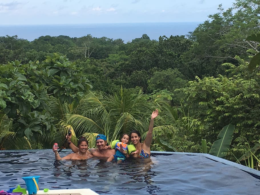 Our family enjoying the Chez Mu pool on August 4, 2017