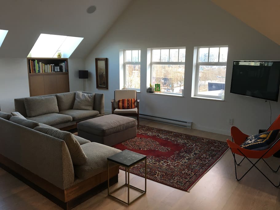 Downtown and mountain views from the living room