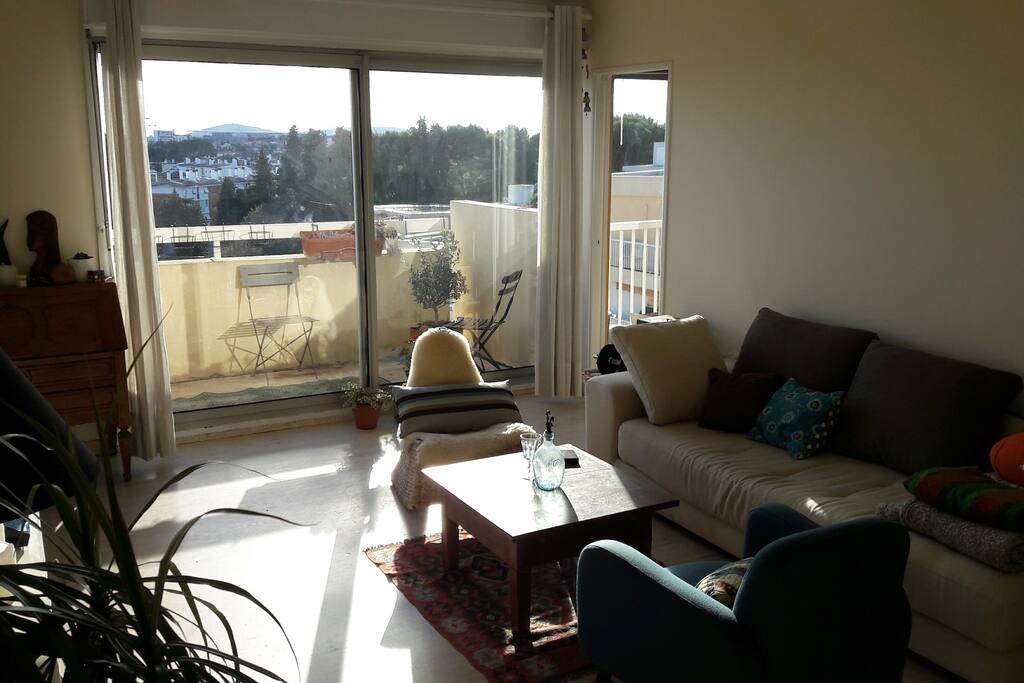 vue du salon sur la petite terrasse (6m2)