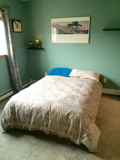 Tranquil room with blackout curtains for your beauty sleep. Walk-in closet.