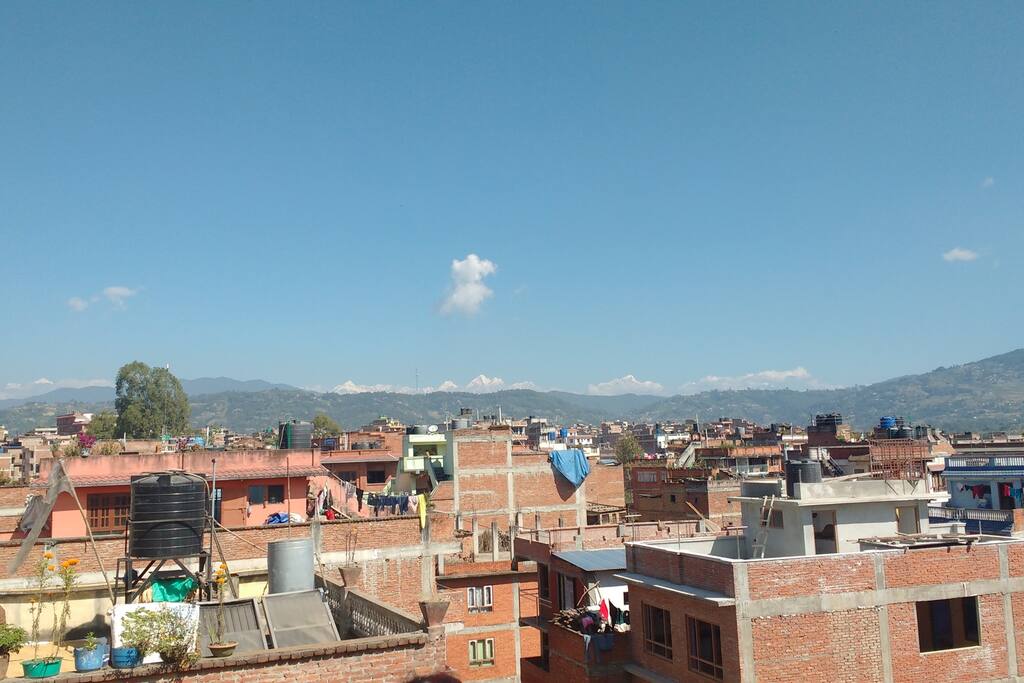 Roof top view of the Himalayas