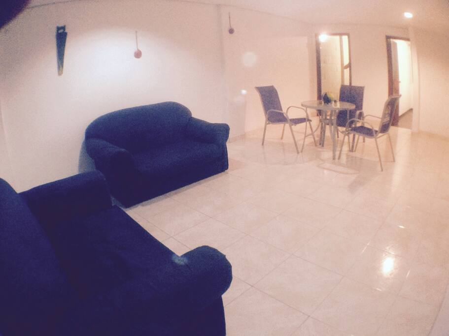 Our lovely living room, excellent for a beer after a long day of tourism.