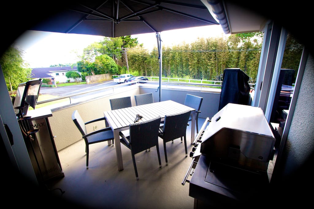 Front Deck with umbrella & heaters if needed, BBQ