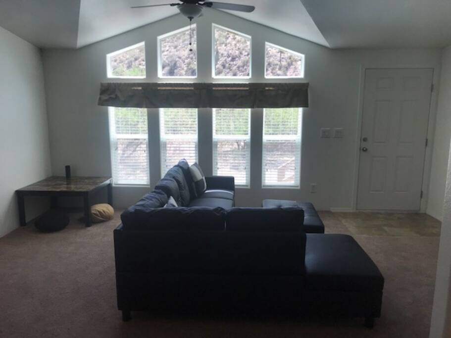Cozy living room with beautiful views.