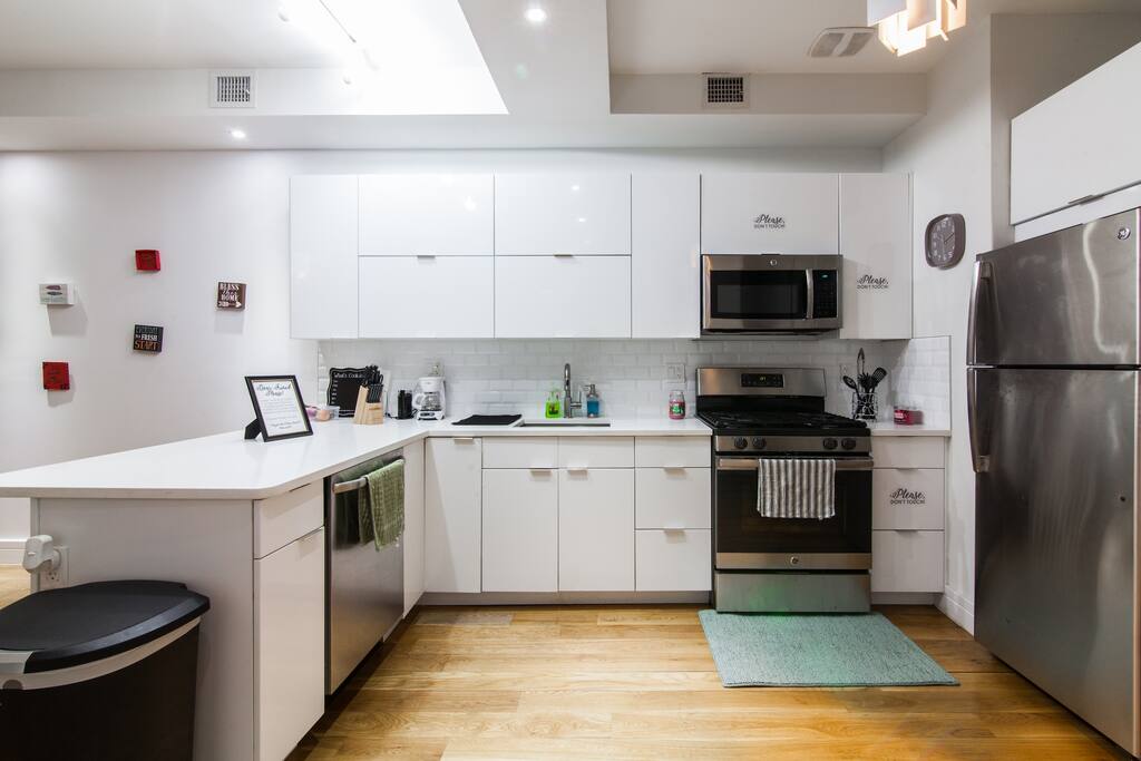 Brand new kitchen with new appliances, dishwasher, working oven and stove