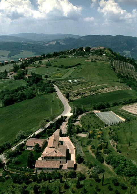 aerial view of the complex with tennis court (before the building of the swimming pool)
