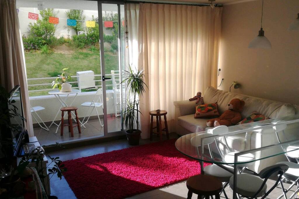 Amplio e iluminado living y terraza