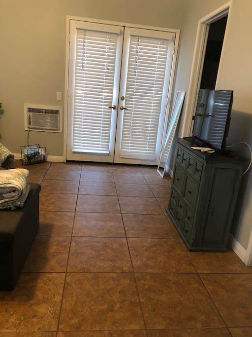 Bedroom with king bed and private bathroom