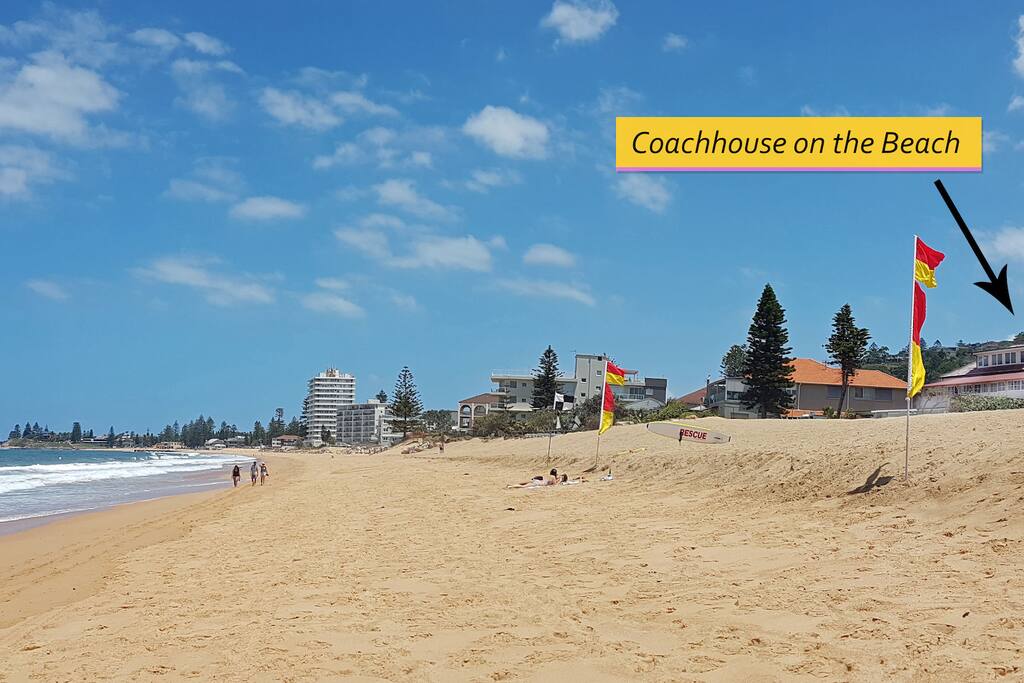 Patrolled Beach is 3 doors down from the CoachHouse on the Beach