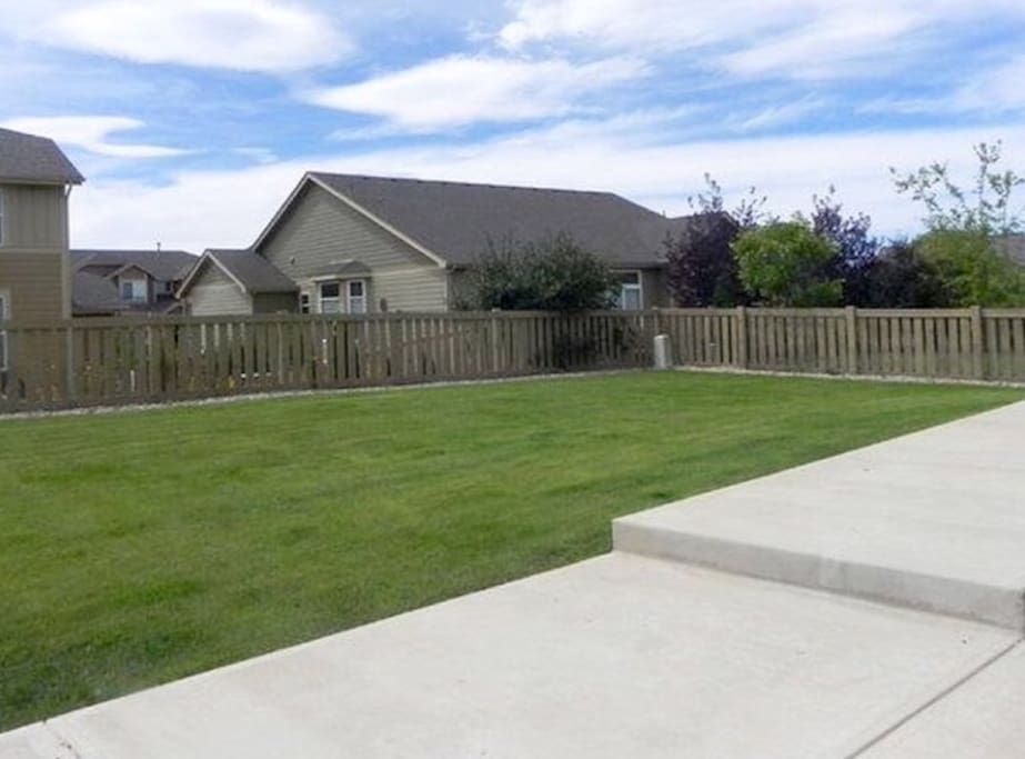 We added a 15' enclosed trampoline to the right side of the yard. (Use at your own risk)