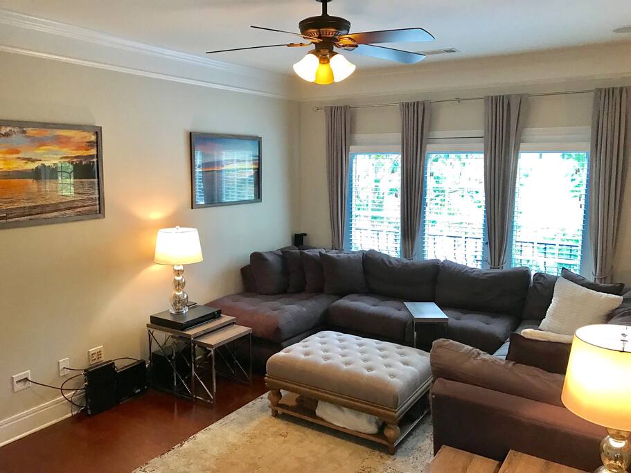 Large sectional in bright and airy living room