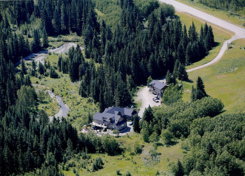 aerial view of the 11 acre estate