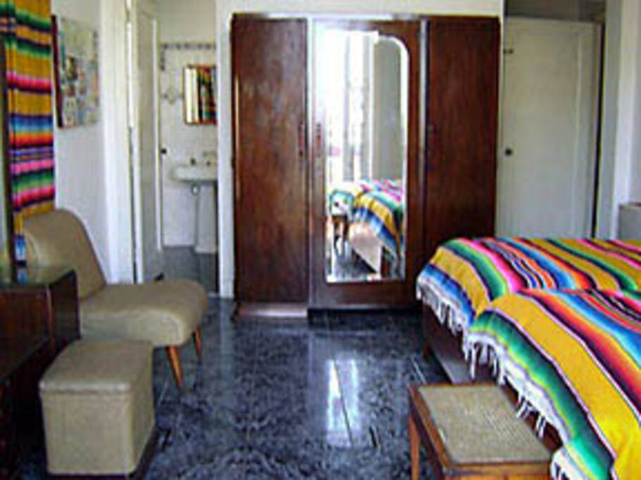 Two bed room with bathroom.